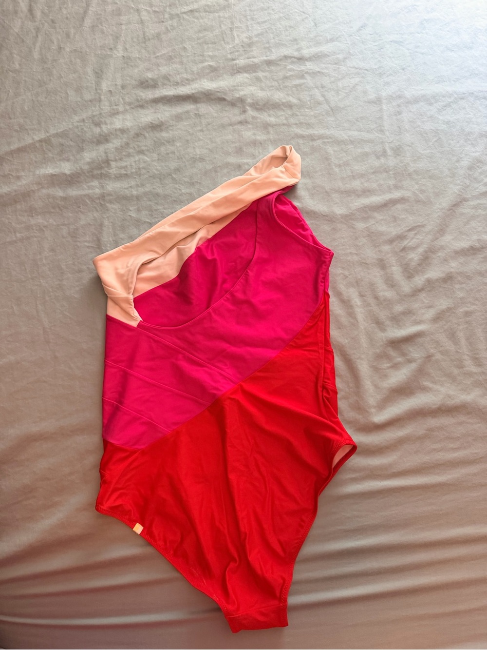 summersalt One-Shoulder Colorblock One-Piece in Red, Pink & white - Picture 2 of 3